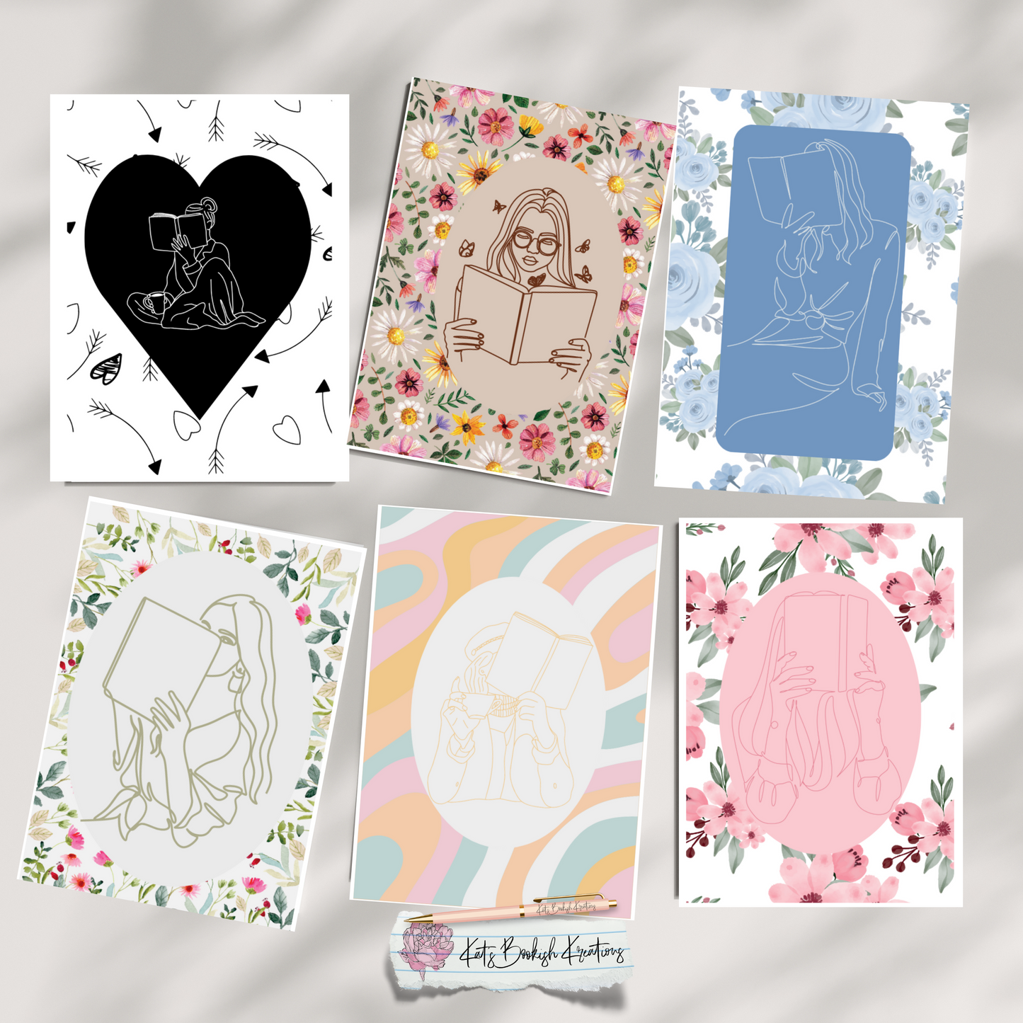 Greeting Card Black Heart Doodles